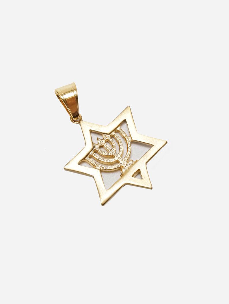 Gracias Dios GD Gold Hanukkah Diamante Star Pendant - Challenger Streetwear