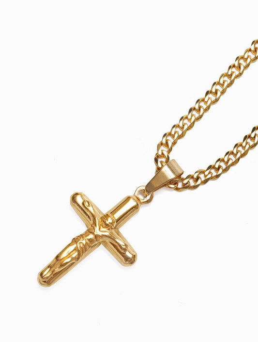 Gracias Dios GD Gold Jesus Cross Pendant - Challenger Streetwear