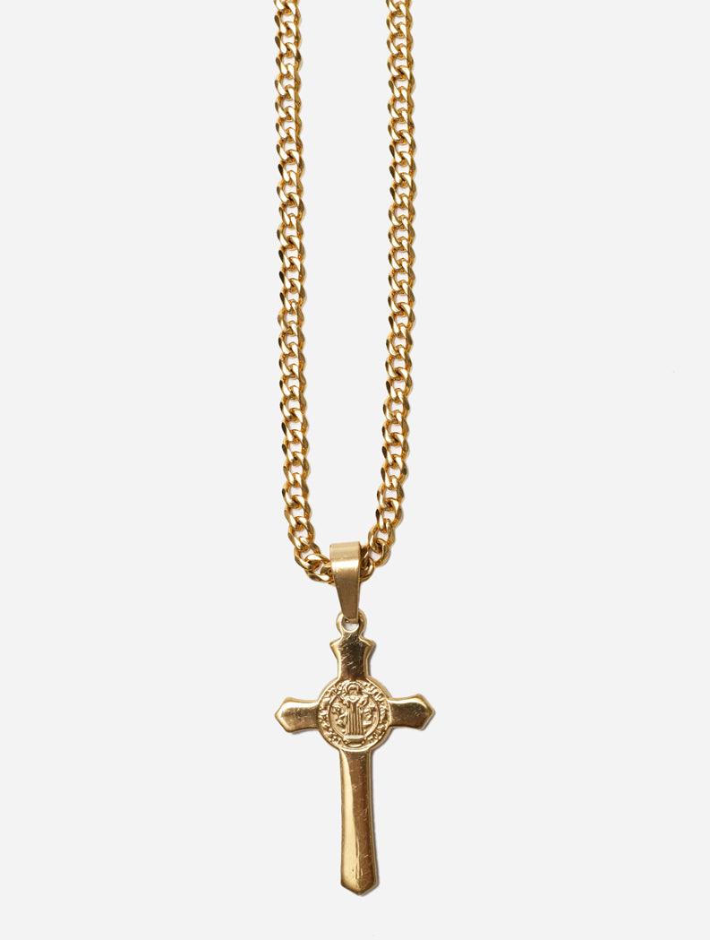 Gracias Dios GD Gold St Benedict Cross Pendant - Challenger Streetwear