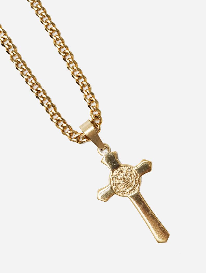 Gracias Dios GD Gold St Benedict Cross Pendant - Challenger Streetwear