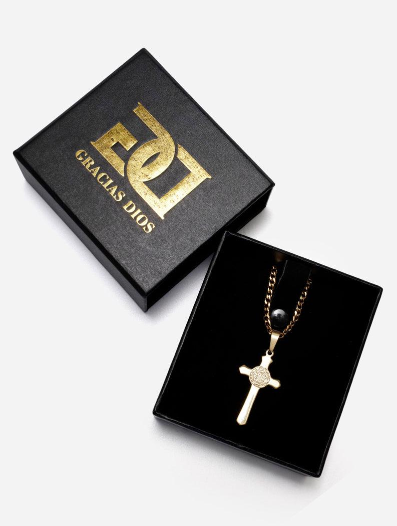 Gracias Dios GD Gold St Benedict Cross Pendant - Challenger Streetwear