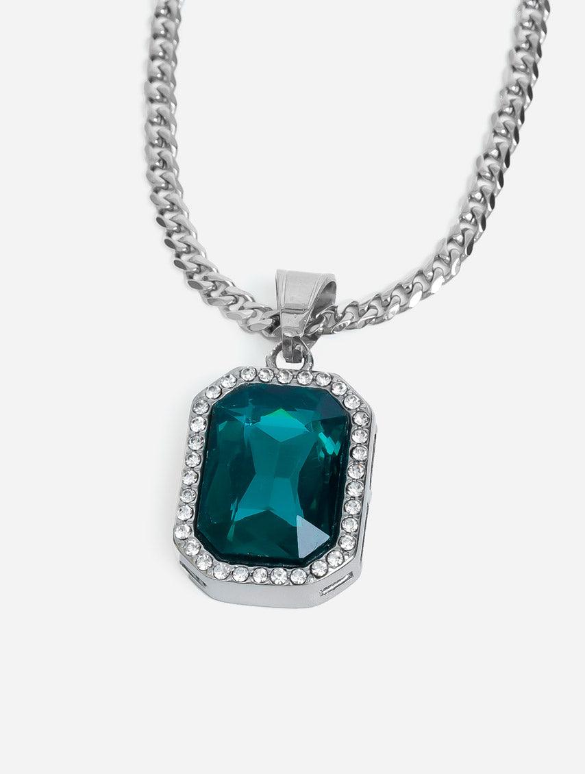 Gracias Dios GD Green Rhinestone Diamante Pendant - Challenger Streetwear