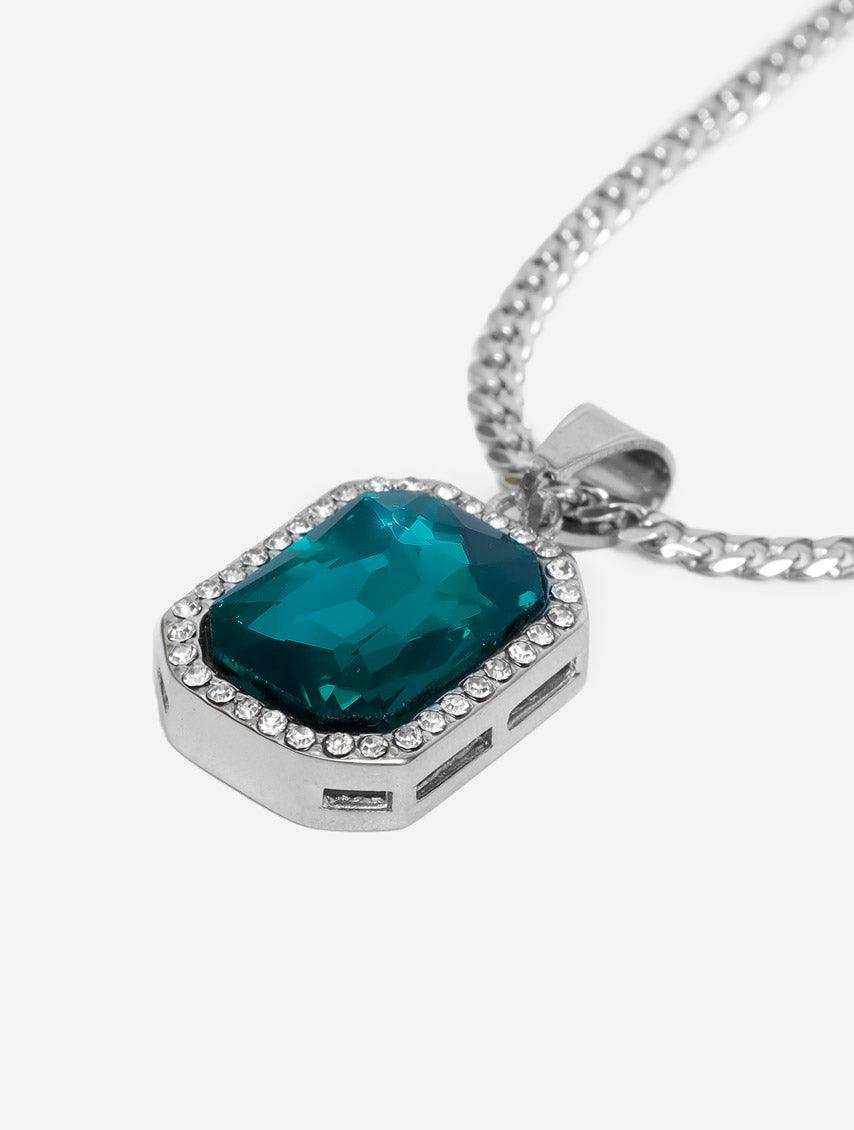 Gracias Dios GD Green Rhinestone Diamante Pendant - Challenger Streetwear