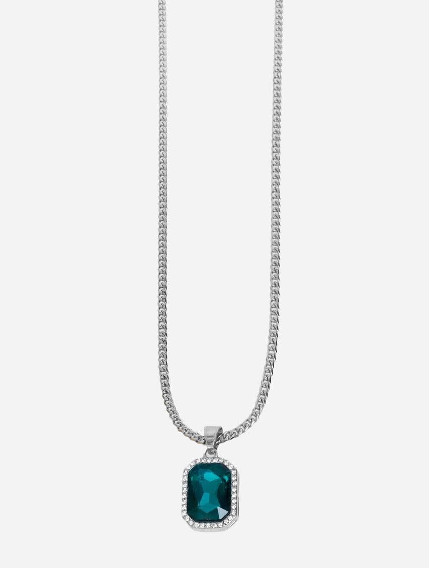 Gracias Dios GD Green Rhinestone Diamante Pendant - Challenger Streetwear