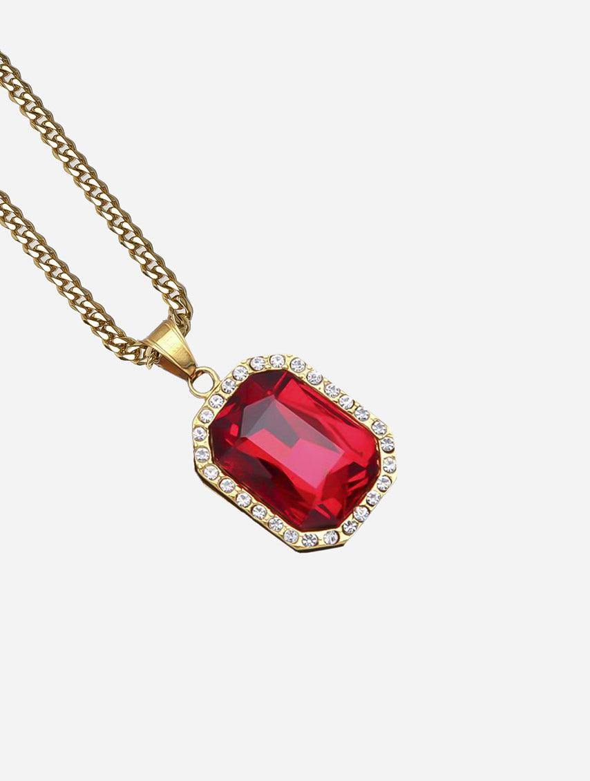 Gracias Dios GD Red Rhinestone Diamante Pendant - Challenger Streetwear