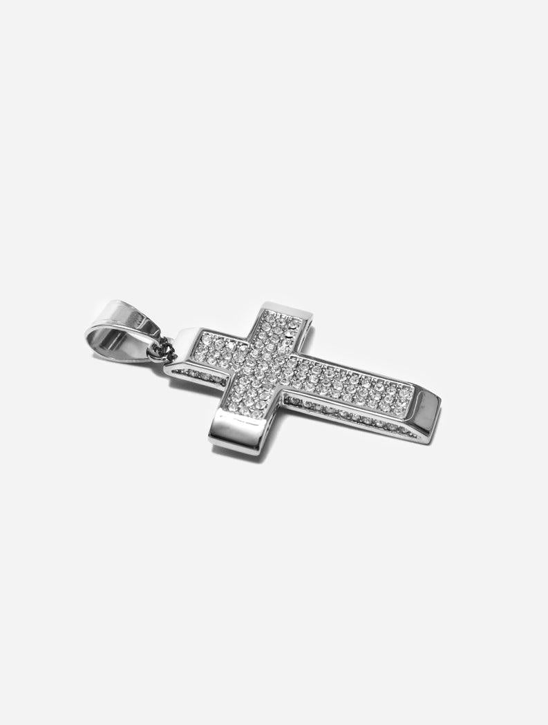 Gracias Dios GD Round Diamante Religious Cross Pendant - Challenger Streetwear