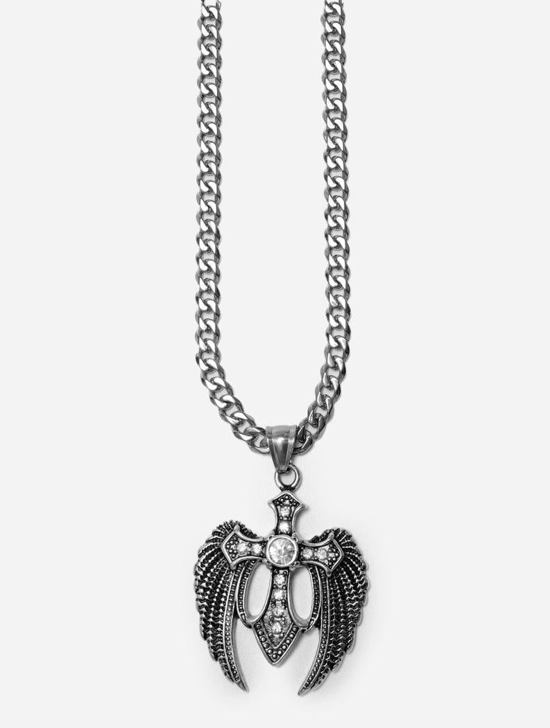 Gracias Dios GD Silver Angel Cross Pendant - Challenger Streetwear