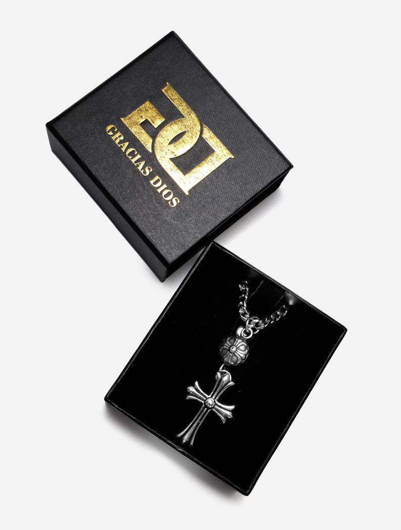 Gracias Dios GD Silver Chrome One Ball Cross Pendant - Challenger Streetwear