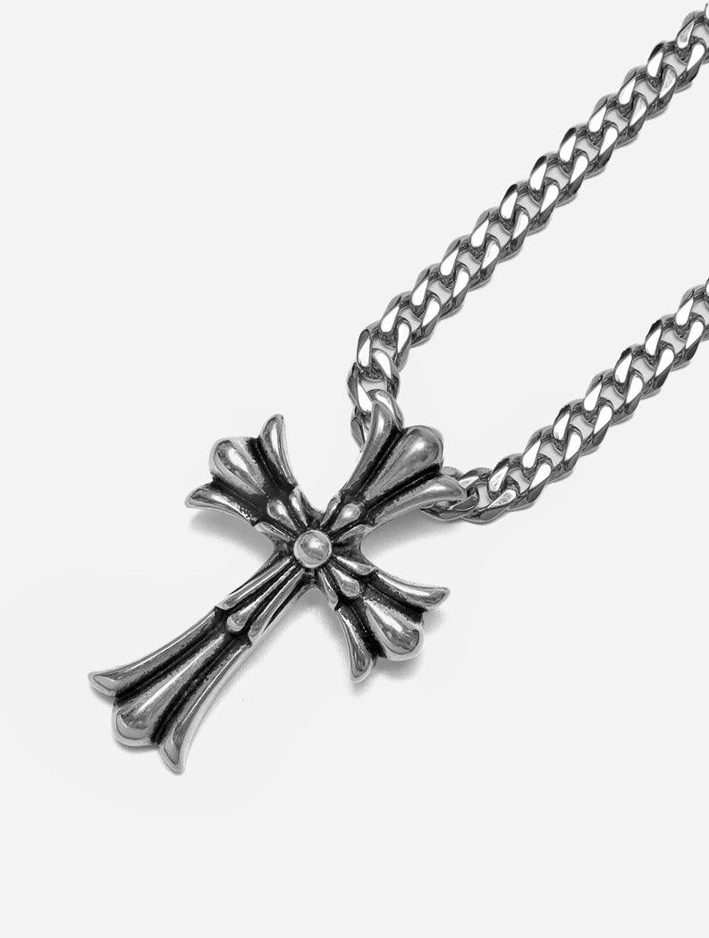 Gracias Dios GD Silver Gothic Cross Pendant - Challenger Streetwear