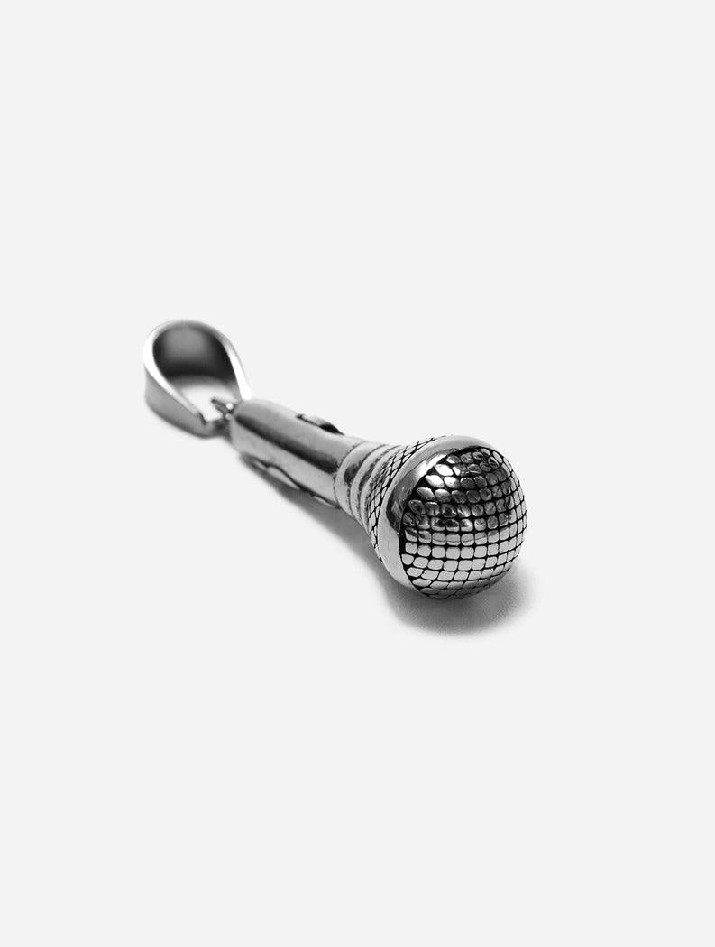 Gracias Dios GD Silver Microphone Pendant - Challenger Streetwear