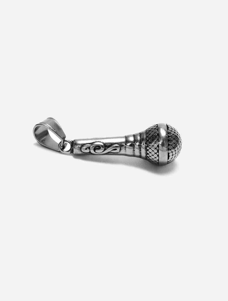 Gracias Dios GD Silver Microphone Pendant - Challenger Streetwear