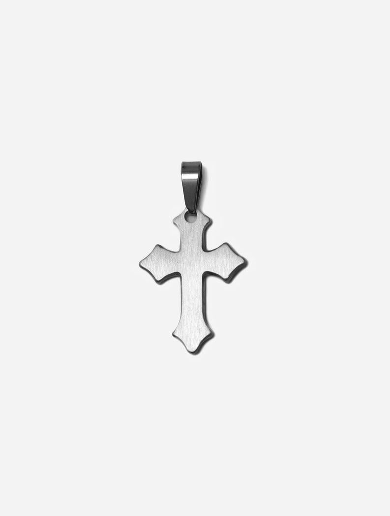 Gracias Dios GD Silver Two Tone Diamante Cross Pendant - Challenger Streetwear