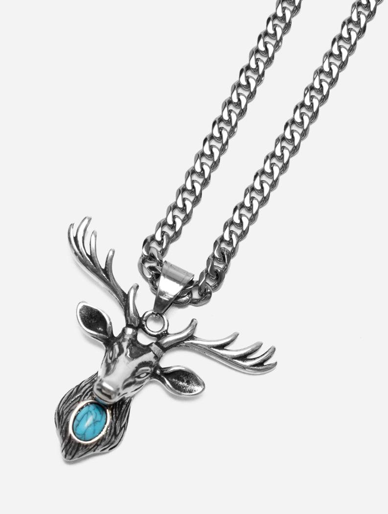 Gracias Dios GD Silver Vintage Deer Head Pendant - Challenger Streetwear