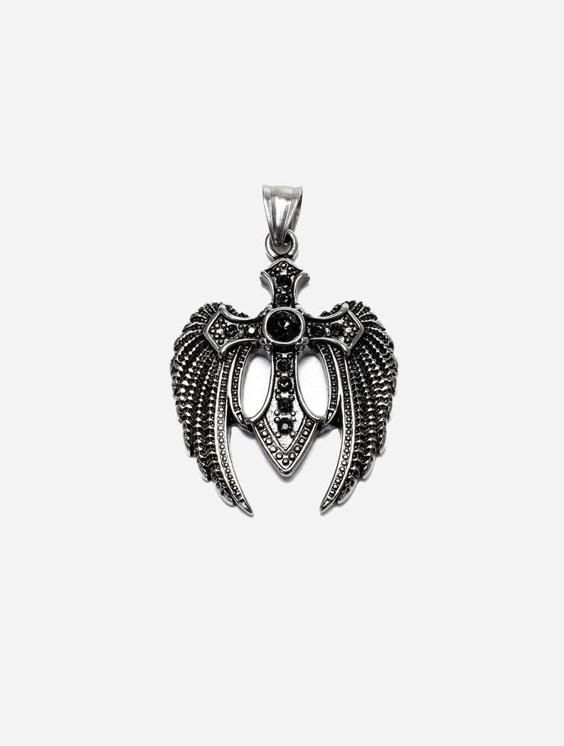 Gracias Dios GD Silver/Black Angel Cross Pendant - Challenger Streetwear