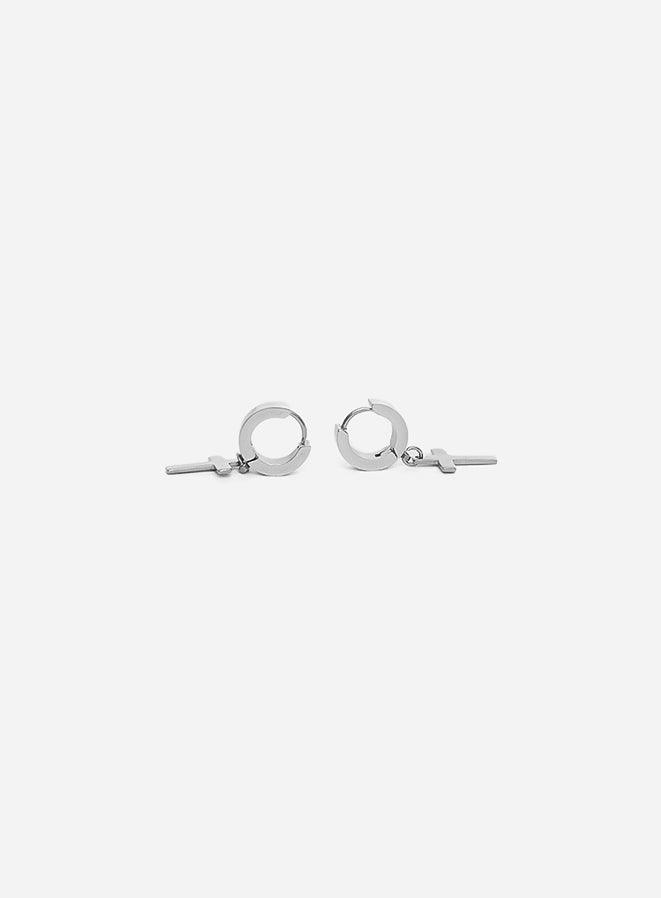 Gracias Dios Gracias Dios Classic Cross silver Hoop Earrings Thick - Challenger Streetwear