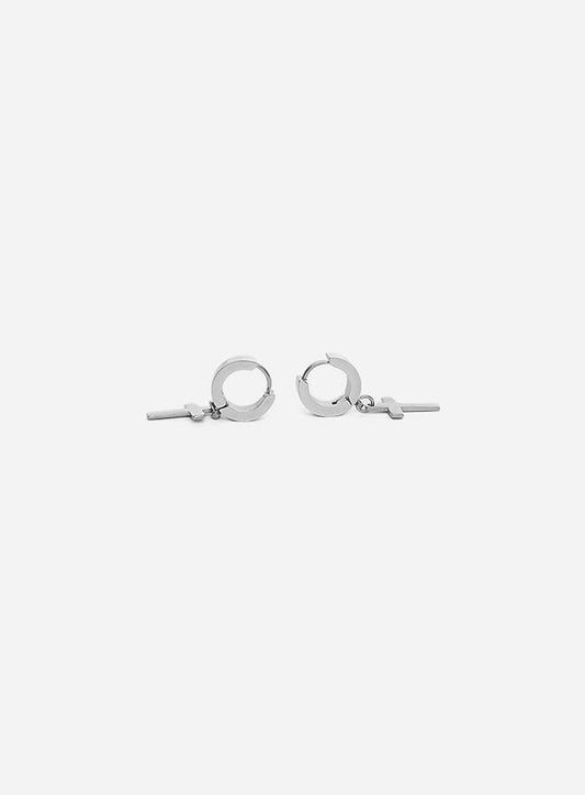 Gracias Dios Gracias Dios Classic Cross silver Hoop Earrings Thick - Challenger Streetwear