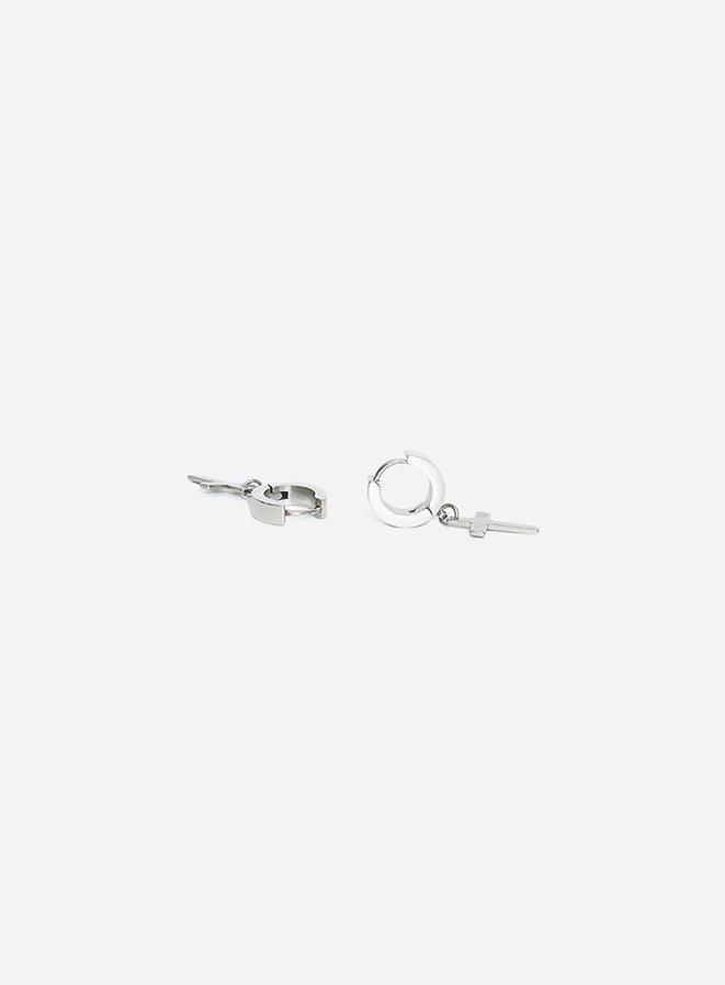 Gracias Dios Gracias Dios Classic Cross silver Hoop Earrings Thick - Challenger Streetwear