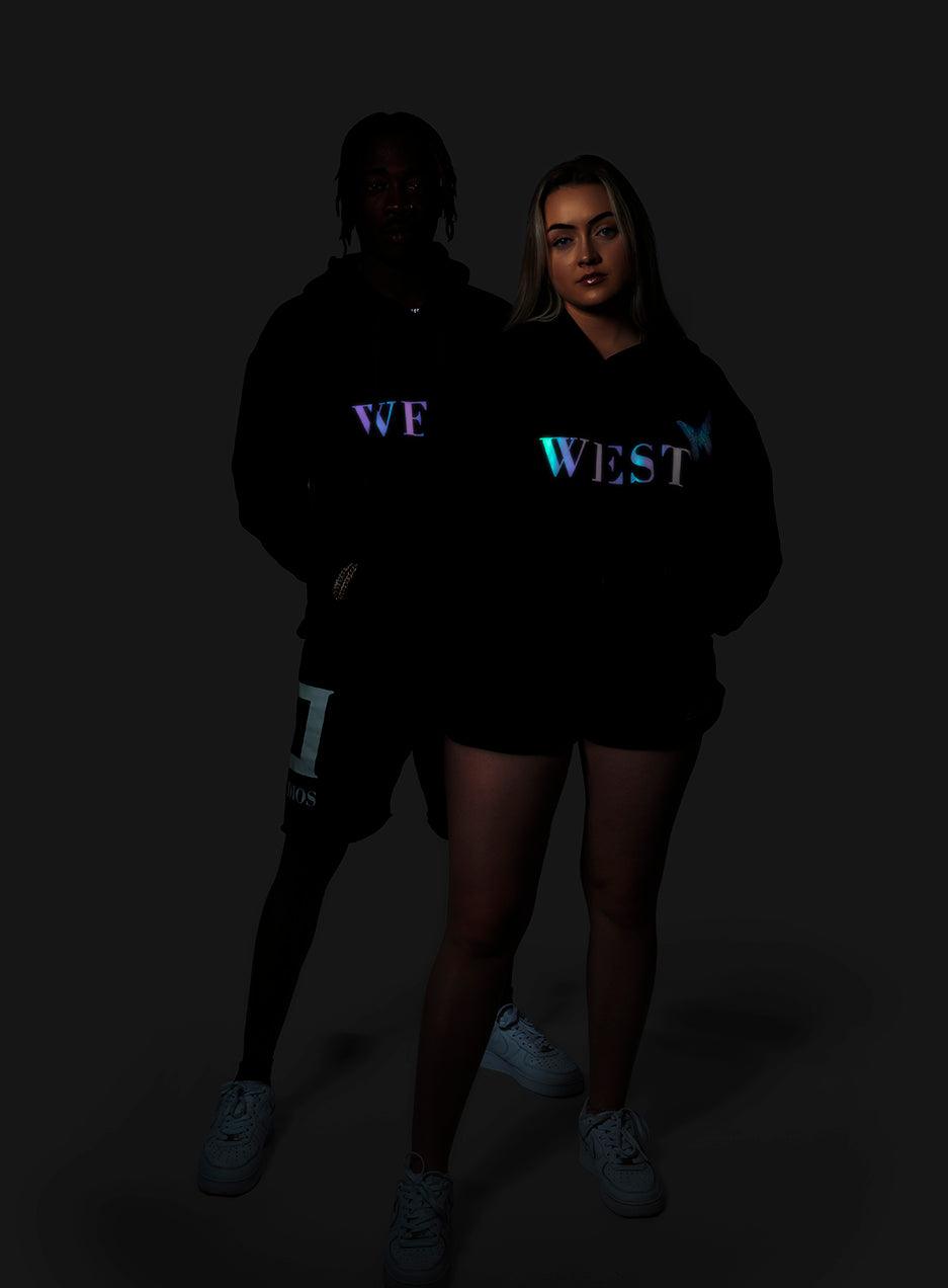 Gracias Dios Gracias West Reflective Butterfly Oversized Hoodie - Challenger Streetwear