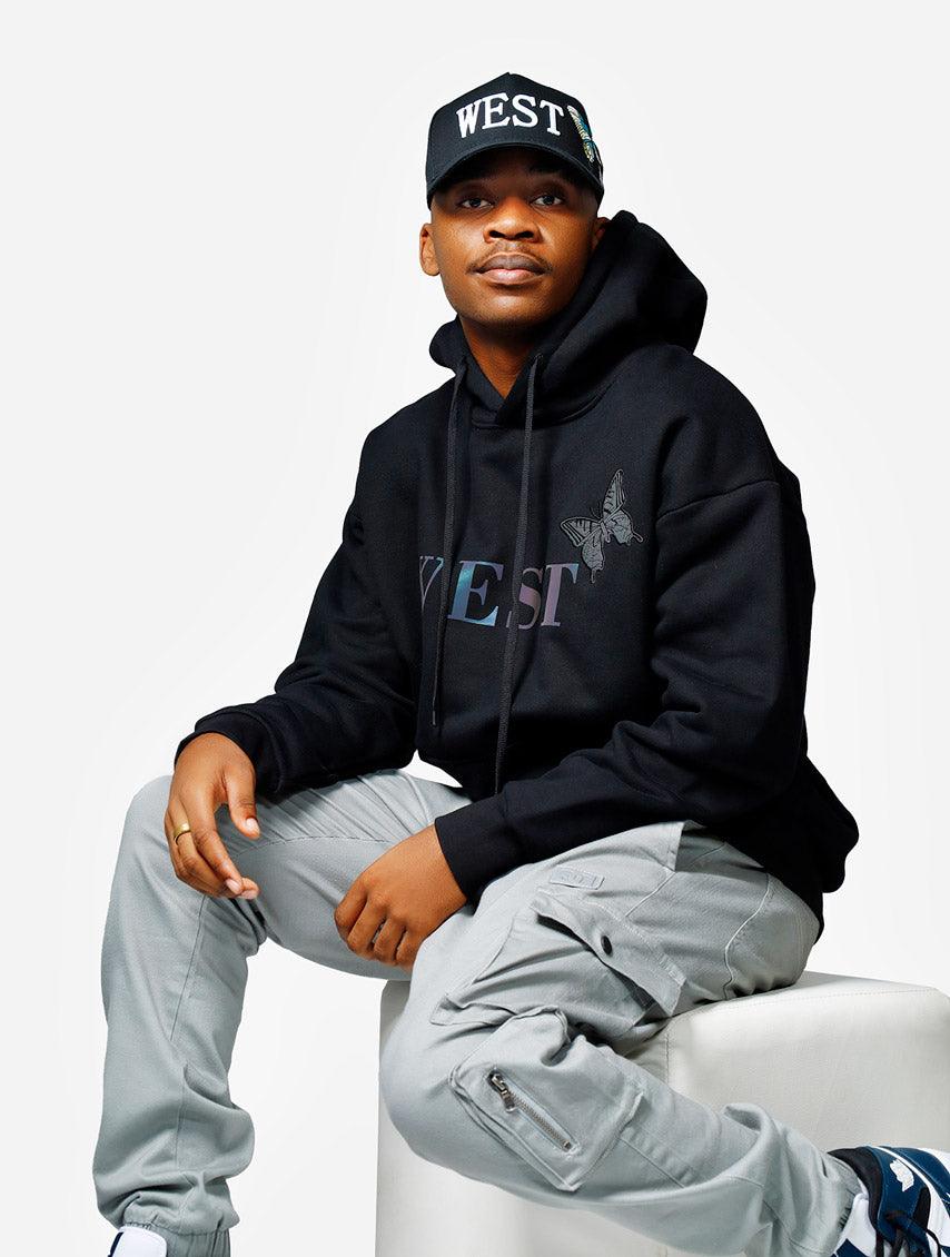 Gracias Dios Gracias West Reflective Butterfly Oversized Hoodie - Challenger Streetwear
