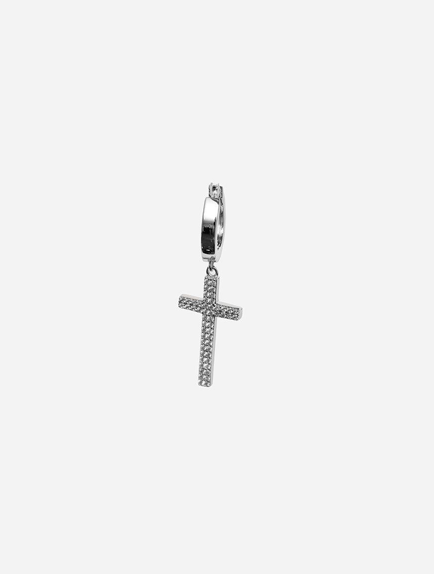 Gracias Dios Hanging Cross Dangle Hoop Earring - Challenger Streetwear