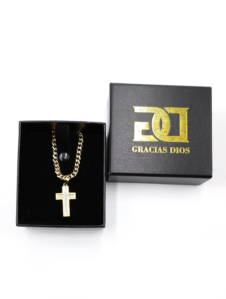 Gracias Dios Iced Gold Cross Pendant - Challenger Streetwear