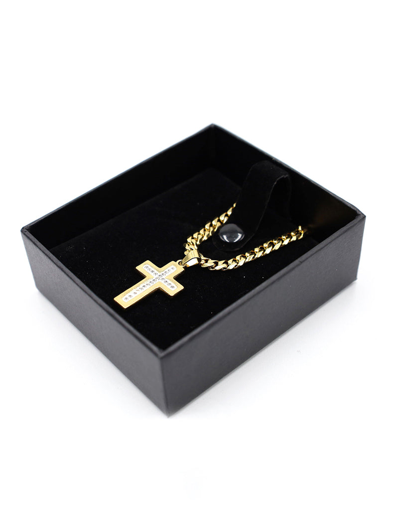 Gracias Dios Iced Gold Cross Pendant - Challenger Streetwear