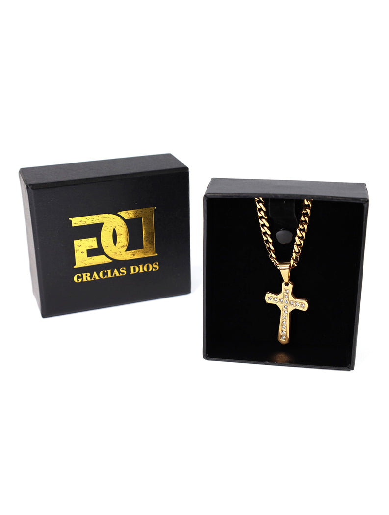 Gracias Dios Iced Gold Hip Hop Cross Pendant - Challenger Streetwear