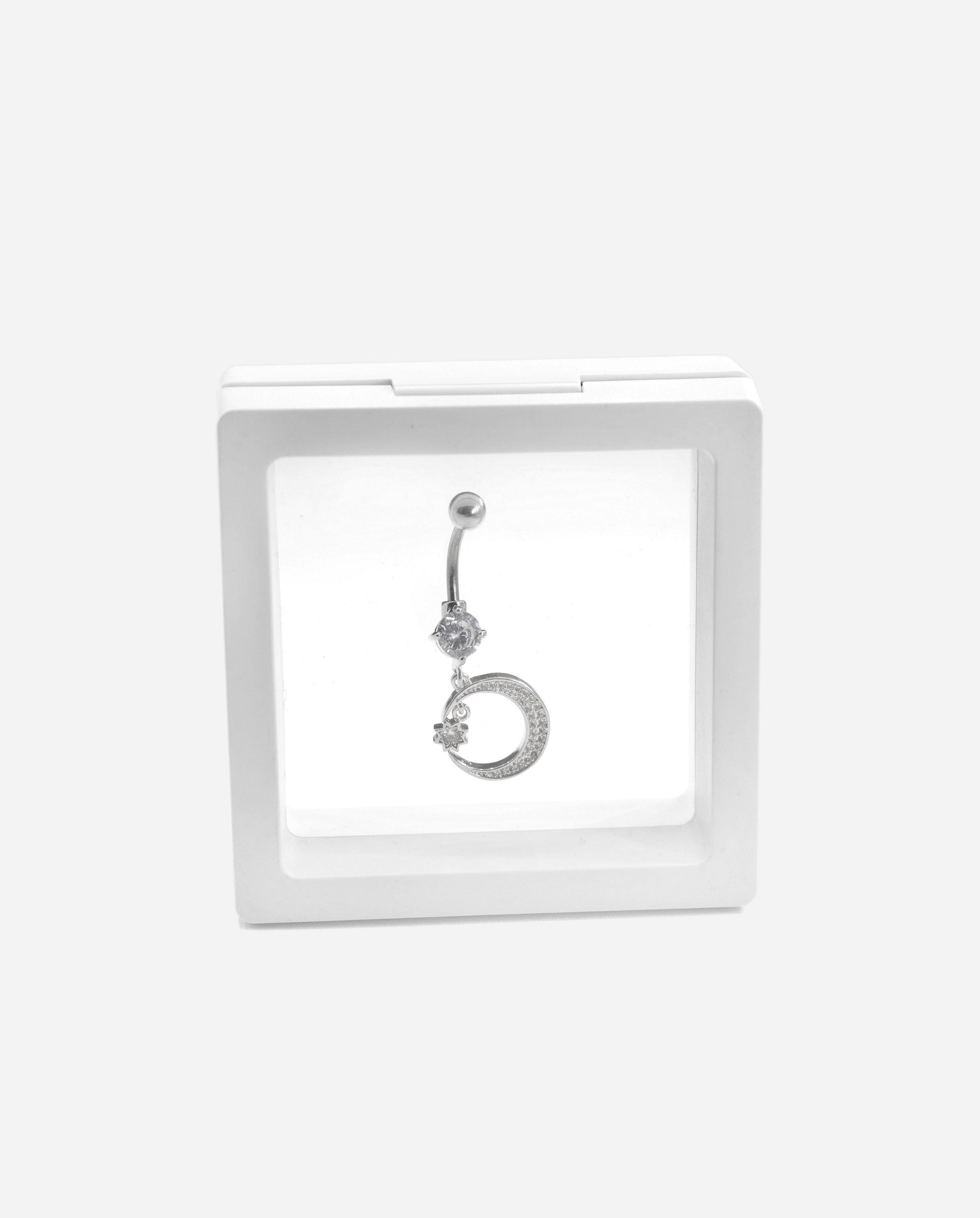 Gracias Dios Iced Moon Crystal Dangle Belly Ring - Challenger Streetwear