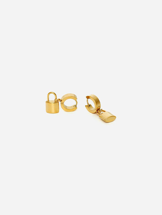 Gracias Dios Padlock Hoop Hinged Earring - Challenger Streetwear