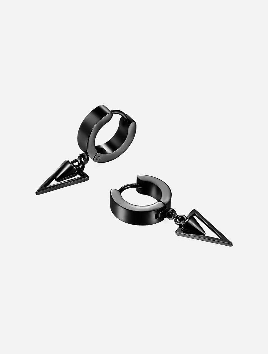 Gracias Dios Punk Hip Hop Style Triangle Danlge Drop Earrings Black - Challenger Streetwear