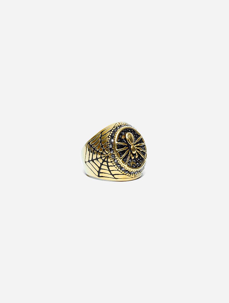 Gracias Dios Spider black Zircon Ring - Challenger Streetwear