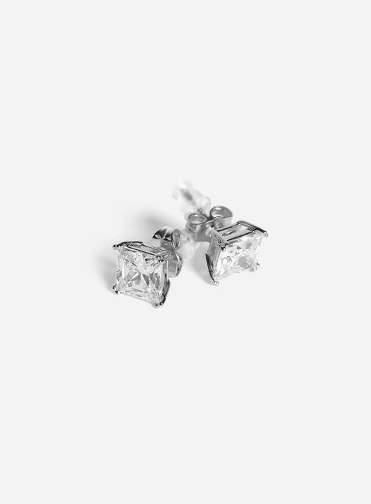 Gracias Dios Square Basket Set Solitaire Stud Earring - Challenger Streetwear