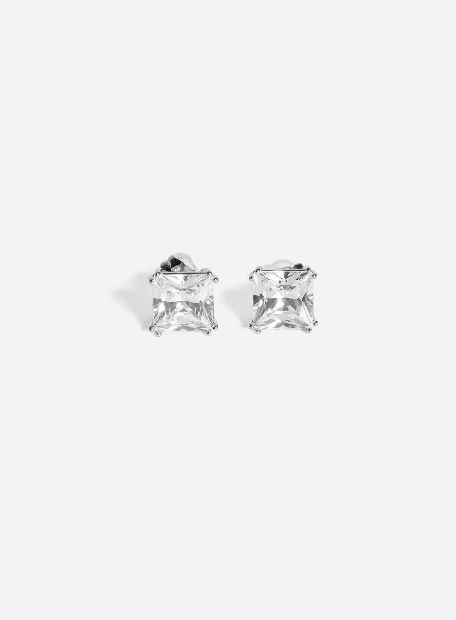 Gracias Dios Square Basket Set Solitaire Stud Earring - Challenger Streetwear