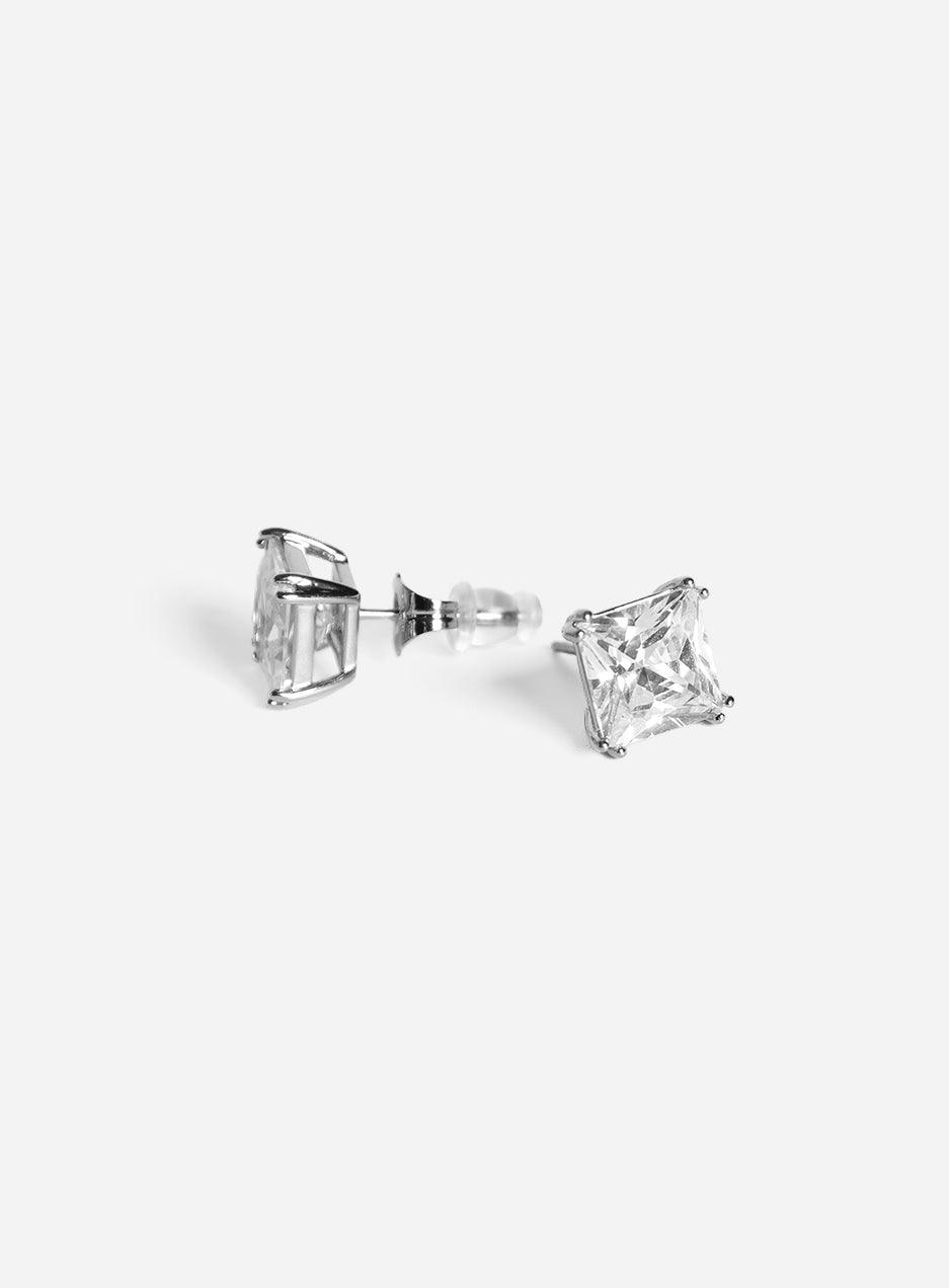 Gracias Dios Square Basket Set Solitaire Stud Earring - Challenger Streetwear