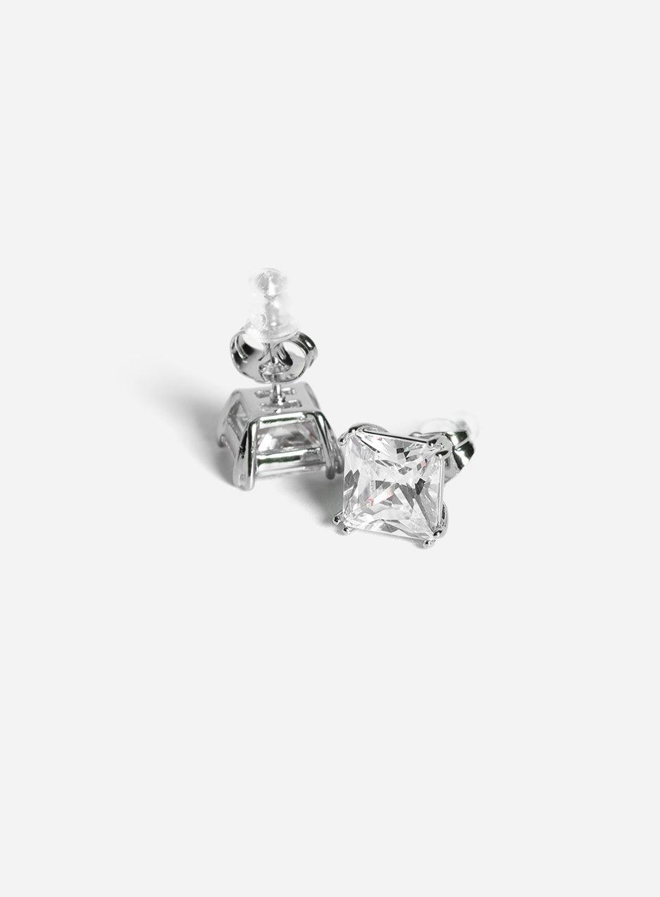 Gracias Dios Square Basket Set Solitaire Stud Earring - Challenger Streetwear