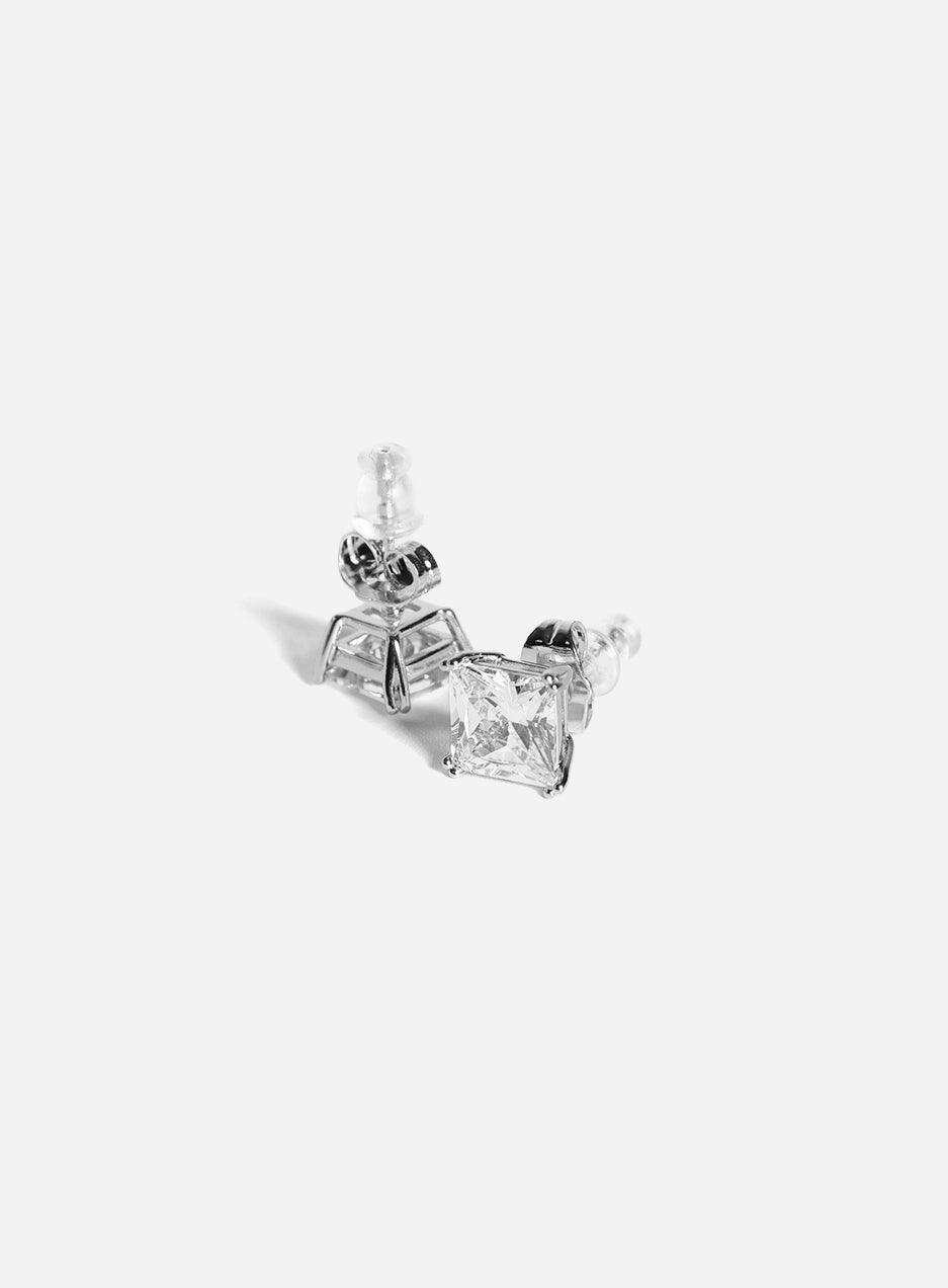 Gracias Dios Square Basket Set Solitaire Stud Earring - Challenger Streetwear