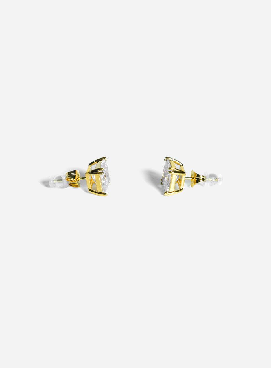 Gracias Dios Square Basket Set Solitaire Stud Earring - Iced Gold - Challenger Streetwear