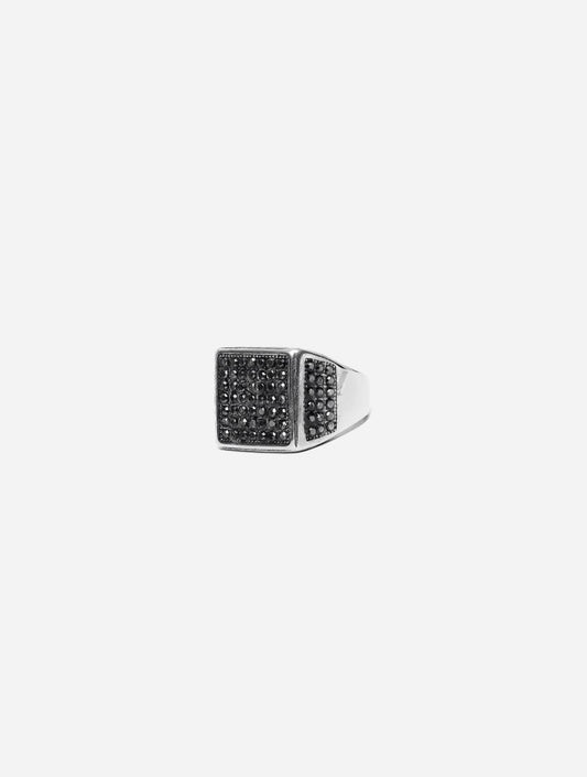 Gracias Dios Squire Black Zircon Ring - Challenger Streetwear