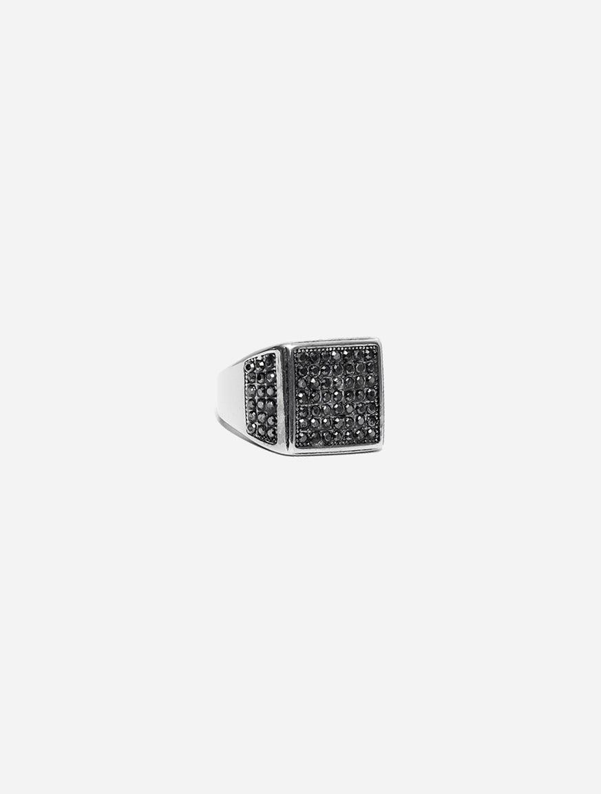 Gracias Dios Squire Black Zircon Ring - Challenger Streetwear