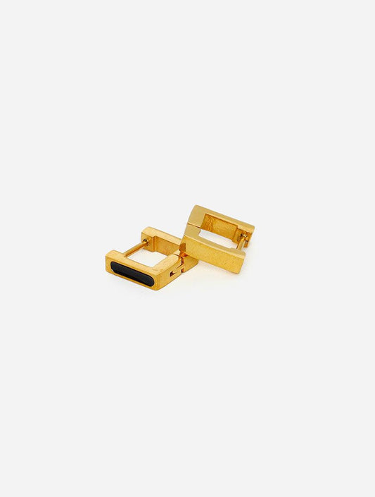 Gracias Dios Squre Shape Earrings  Black /Gold - Challenger Streetwear