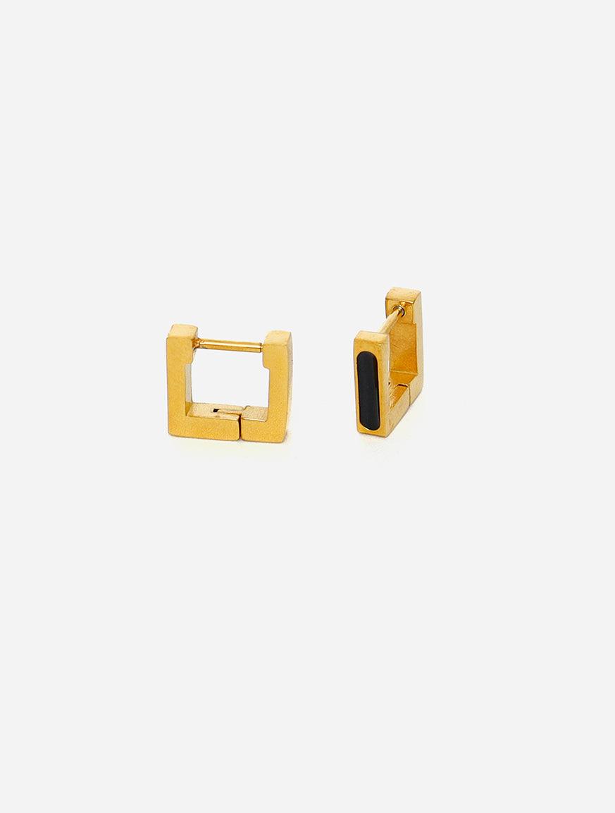 Gracias Dios Squre Shape Earrings  Black /Gold - Challenger Streetwear