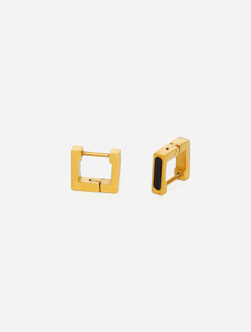 Gracias Dios Squre Shape Earrings  Black /Gold - Challenger Streetwear