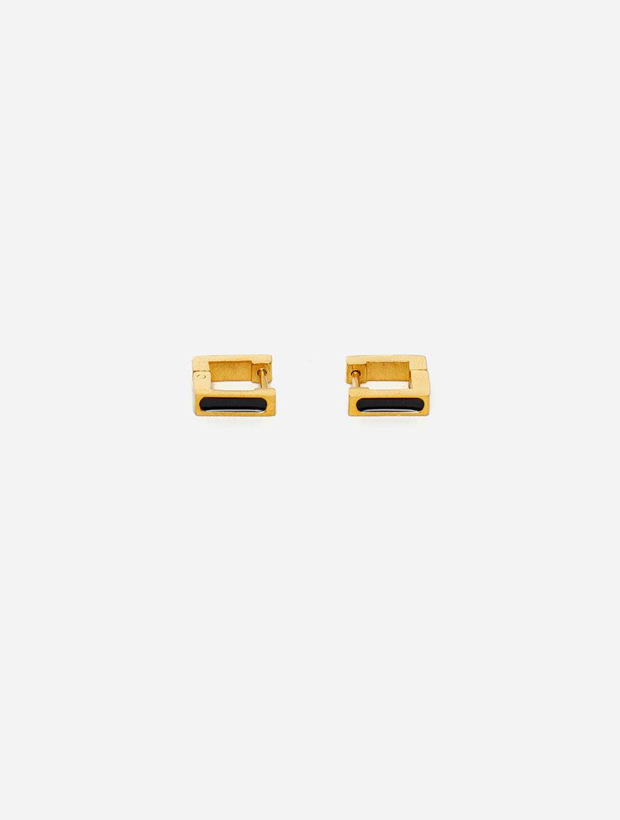 Gracias Dios Squre Shape Earrings  Black /Gold - Challenger Streetwear