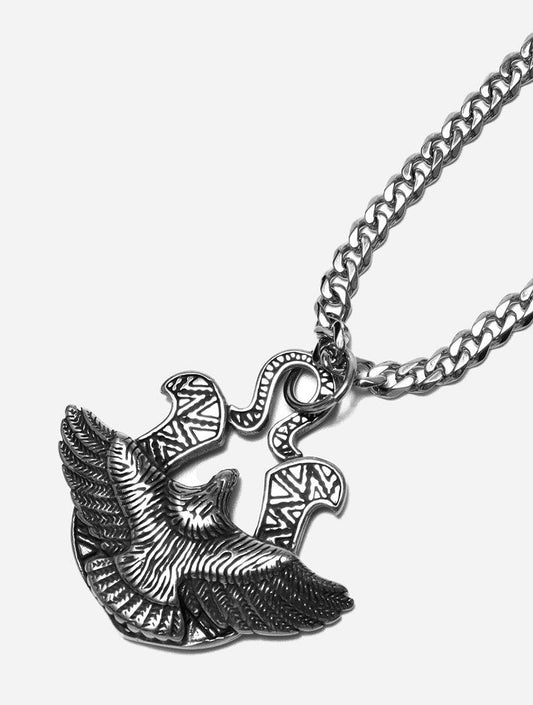 Gracias Dios Stainless Silver Eagle Pendant - Challenger Streetwear