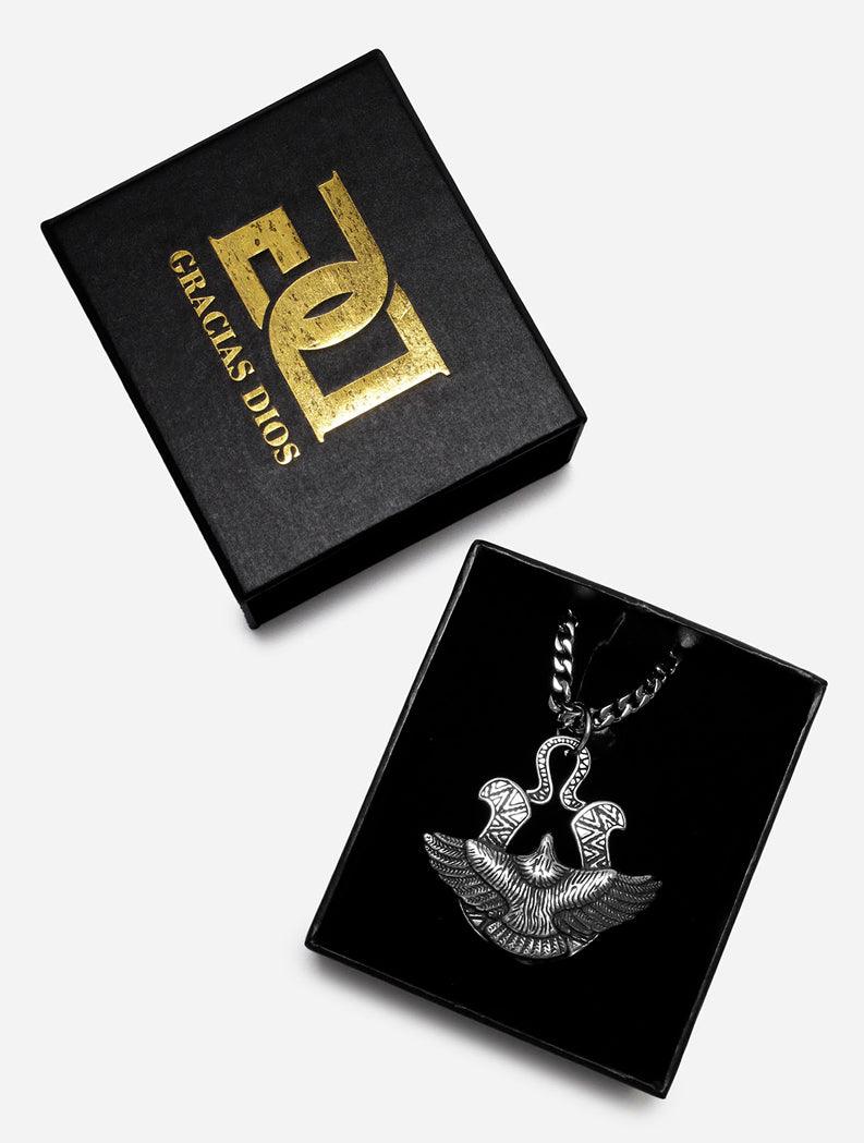 Gracias Dios Stainless Silver Eagle Pendant - Challenger Streetwear