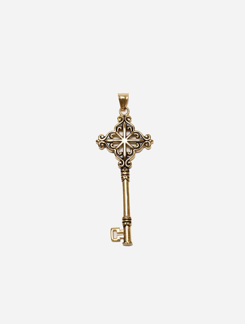 Gracias Dios Stainless Steel Gold Key Pendant - Challenger Streetwear