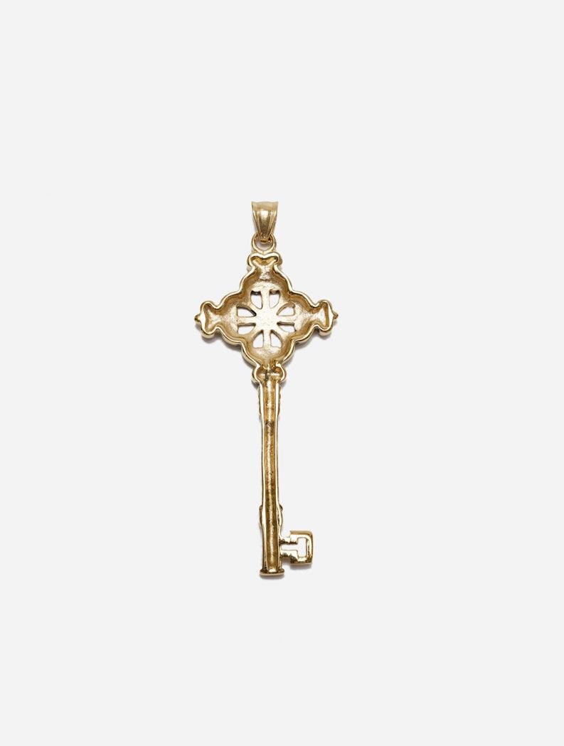 Gracias Dios Stainless Steel Gold Key Pendant - Challenger Streetwear