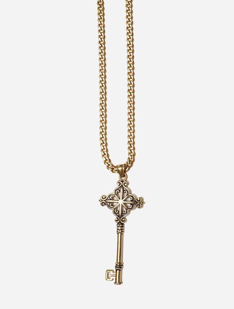 Gracias Dios Stainless Steel Gold Key Pendant - Challenger Streetwear