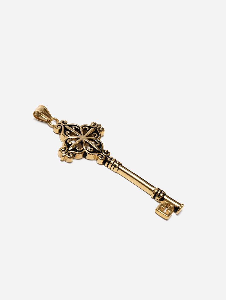 Gracias Dios Stainless Steel Gold Key Pendant - Challenger Streetwear