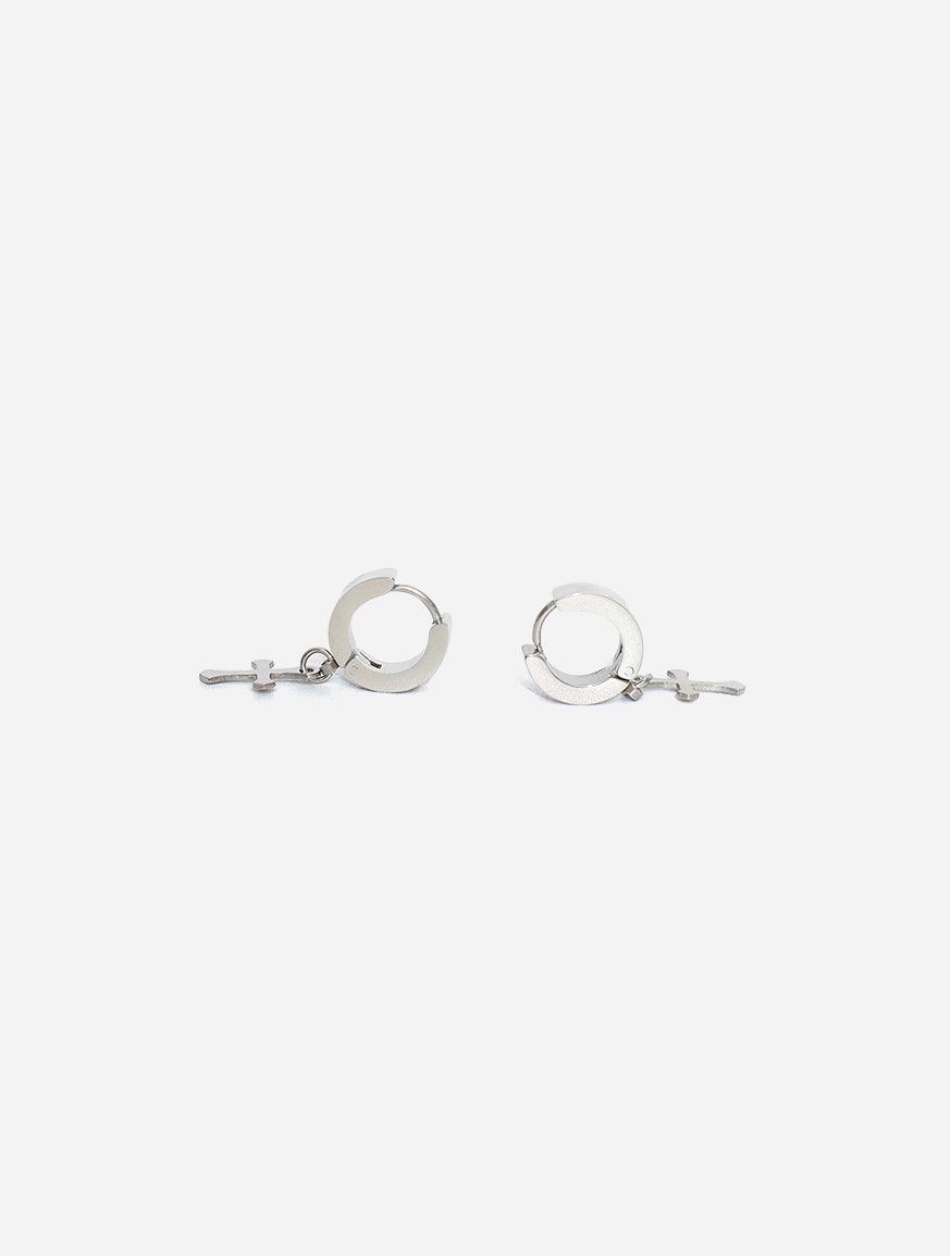 Gracias Dios Templar knights cross Silver Hoop earrings - Challenger Streetwear